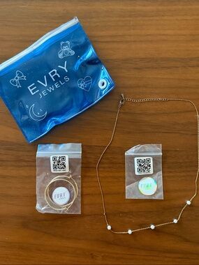 Evry Jewels Gold Tone Jewelry Set - Gold Hoop Earrings and 18” Necklace NEW